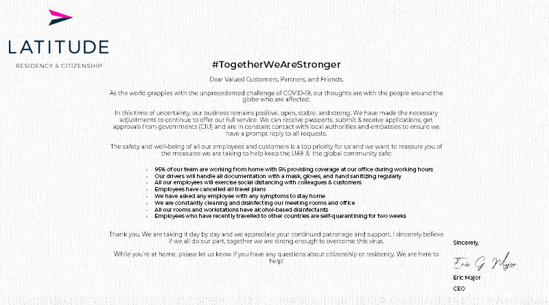 #TogetherWeAreStronger – Atualização sobre a COVID